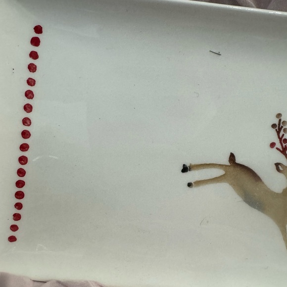 CHRISTMAS HOLIDAY PAINTED REINDEER PLATTER WINTER COOKIES SERVEWARE - Picture 5 of 8